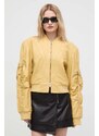 Gestuz giacca in pelle stile bomber donna colore giallo