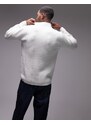 Topman - Maglione bianco elegante con zip e motivo a spina di pesce