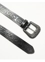 ASOS DESIGN - Cintura in pelle sintetica stile western nera con motivo in rilievo-Nero