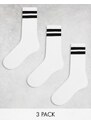 Pull&Bear - Confezione da 3 paia di calzini bianchi a righe-Bianco