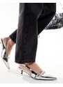 Pull&Bear - Scarpe con tacchetto a spillo e cinturino posteriore argento con fibbie