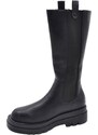 Malu Shoes Stivale donna aderente nero beatles al polpaccio elastico fondo alto platform 4,5 cm modello combat con zip moda