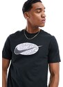 Nike - T-shirt nera con logo grigio-Nero