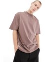 ASOS DESIGN - T-shirt a collo alto oversize marrone