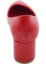 Malu Shoes Decollete' scarpa donna basso a punta in pelle rosso intenso con tacco quadrato 4 cm linea basic