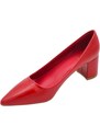 Malu Shoes Decollete' scarpa donna basso a punta in pelle rosso intenso con tacco quadrato 4 cm linea basic