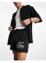 Coney Island Picnic - Pantaloncini in jersey neri con stampa "Lost Mind" in coordinato-Nero