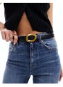 ASOS DESIGN - Cintura da jeans per vita e fianchi con fibbia ovale-Nero
