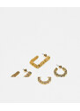 Topshop - Esme - Confezione da 2 paia di orecchini testurizzati placcati oro 14 k