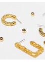 Topshop - Esme - Confezione da 2 paia di orecchini testurizzati placcati oro 14 k