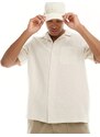 ASOS DESIGN - Camicia in misto lino vestibilità comoda color écru con colletto a rever-Neutro