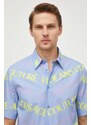 Versace Jeans Couture camicia in cotone uomo colore blu