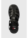 Tommy Jeans sandali in pelle TJW FISHERMAN SANDAL donna colore nero EN0EN02542