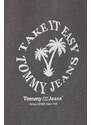 Tommy Jeans felpa in cotone donna colore grigio con cappuccio