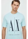 Armani Exchange t-shirt in cotone colore turchese
