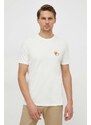 Lindbergh t-shirt in cotone uomo colore beige con applicazione
