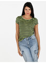 Solada T-shirt Donna Girocollo a Righe Manica Corta Verde Taglia L/xl