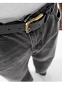 Calvin Klein Jeans - Cintura in pelle classica piatta da 35 mm nera/ottone antico-Nero
