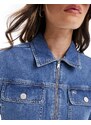 Tommy Jeans - Clare - Giacca di jeans corta lavaggio medio con zip-Blu