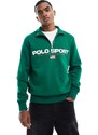 Polo Ralph Lauren - Sport Capsule - Felpa verde medio con zip corta e logo sul davanti