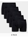 Abercrombie & Fitch - Confezione da 5 boxer aderenti neri con elastico con logo in vita tono su tono-Nero