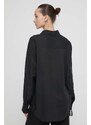 Desigual camicia in lino misto colore nero