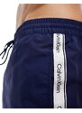 Calvin Klein - Pantaloncini da bagno di media lunghezza blu navy con coulisse e nastro con logo