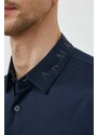 Armani Exchange camicia in cotone uomo colore blu navy