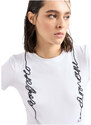 Emporio Armani T-shirt in Jersey Organico con Ricamo Logo Effetto Auricolari
