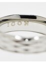 Icon Brand - Anello a fascia in acciaio inossidabile zigrinato color argento