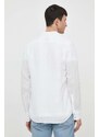 BOSS camicia di lino BOSS ORANGE colore bianco