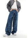 Guess Originals - Jeans a fondo ampio unisex blu con stampa laser
