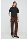 Weekend Max Mara pantaloni in cotone colore marrone