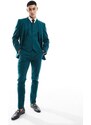 ASOS DESIGN - Pantaloni da abito skinny in misto lino verde-azzurro