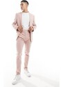 ASOS DESIGN - Pantaloni da abito in misto lino skinny rosa