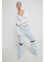 Moschino Jeans maglione in cotone colore bianco