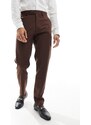 ASOS DESIGN - Pantaloni da abito super skinny in misto lino marrone
