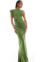 ASOS Tall ASOS DESIGN Tall - Vestito lungo asimmetrico accollato stile minimal oliva-Verde