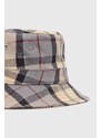 Barbour berretto in cotone Tartan Bucket Hat colore beige MHA0618