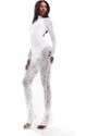 ASOS DESIGN - Vestito lungo avorio con strato sovrapposto in pizzo-Bianco