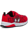 Sneakers primi passi rosse da bambino con luci nella suola e logo Spiderman
