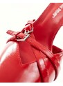 Public Desire Wide Fit - Smoosh - Scarpe con tacco e cinturino frontale rosse-Rosso