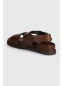 Tommy Hilfiger sandali in pelle ELEVATED TH BUCKLE LTH SANDAL uomo colore marrone FM0FM05007