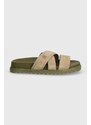 Tommy Hilfiger ciabatte slide in camoscio ELEVATED TH CRISS SUEDE SANDAL uomo colore beige FM0FM05065