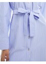 Stradivarius - Vestito camicia in cotone blu a righe