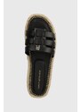Tommy Hilfiger infradito in pelle AUTHENTIC FLAT LTHR ESPADRILLE donna colore nero FW0FW07745