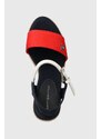 Tommy Hilfiger sandali STRIPES WEDGE SANDAL colore blu navy FW0FW08053