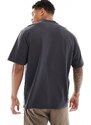 Abercrombie & Fitch - T-shirt serafino pesante color antracite con logo-Grigio