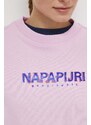 Napapijri felpa in cotone B-Kreis donna colore rosa con applicazione NP0A4HNWP1J1