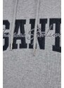 Gant felpa in cotone uomo colore grigio con cappuccio con applicazione